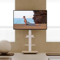 Soporte TV de Pie con Ruedas Blanco para Pantallas de 32 a 70 Pulgadas,Giro de 60 ° ,MAX VESA 600*400mm,Ajuste de Altura,Gestión de Cables, Soporte TV Ruedas con 2 Estantes y Base Madera - details 5