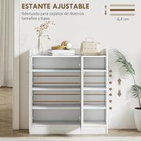 Puerta ancha de 2 hojas con estantes ajustables para 12 pares de zapatos, entrada de pasillo, 83x30x90 cm, blanco - details 3