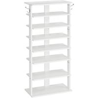 Zapatero, Estante Zapatero, Estantería para Zapatos, Mueble Zapatero de 8 Niveles, con 2 Ganchos, 50 x 28 x 113 cm, para Entrada, Dormitorio, Ahorra Espacio, Blanco - details 0