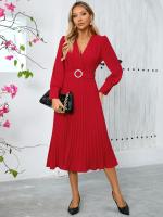Vestido Largo de Manga Completa para Mujer Color Sólido, Corte en Línea A, Alta Calidad, Lujo Tendencia, Suelto y Elegante - details 20