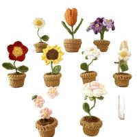 Accesorios de Decoración de Coche de Crochet de Flor Rosa, Girasol, Tulipa Tejidos a Mano - details 11