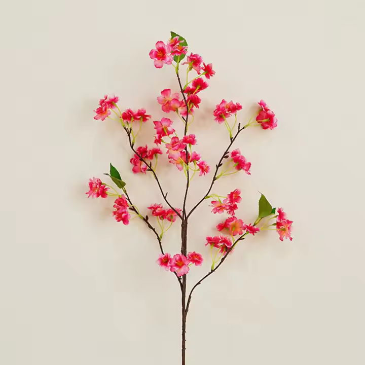 Ramas de flores de cerezo artificiales de 90cm, flores de cerezo de seda de plástico de tacto Real, elegantes flores falsas hechas a mano para el Día de San Valentín - 1