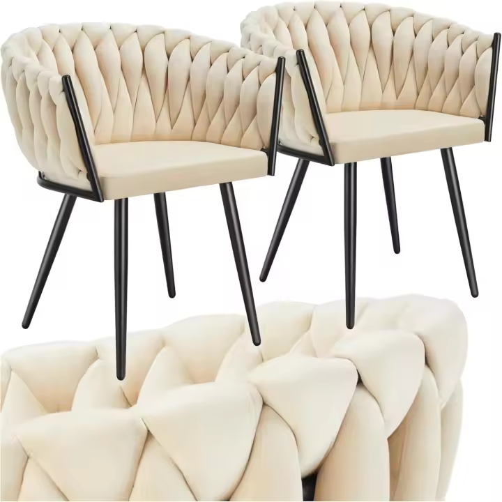 Juego de Sillas de Comedor de Acero Diseño Nudo, Sillas con Brazo, Estructura de Acero, Cocina, Sillas Nórdicas 2 Sillas Negro/Oro - 1