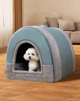 Cama cálida cerrada para perros pequeños y medianos, cueva impermeable plegable, casa extraíble, nido para gatos, cesta, suministros para mascotas - details 1