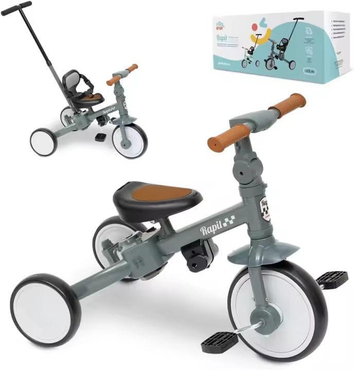 Bebé 5 en 1 Interbaby. |   Bicicleta Niños Desde 1 Año hasta 5 años |   De triciclo a bicicleta con o sin pedales |   Adaptable y transformable |   Verde - 1