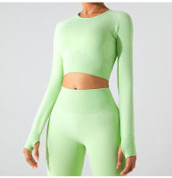 Nueva camiseta deportiva sin costuras de manga larga para mujer, Top de Yoga de secado rápido, ropa ajustada para correr y Fitness - details 18