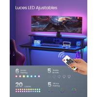 Escritorio de Juegos con Luces LED y Enchufes Mesa de Oficina Dormitorio para 2 Monitores - details 37