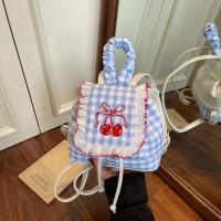 Mochila multifuncional de estilo coreano con encaje a cuadros, mochila de viaje con cerezas, bolso para libros, bolso de hombro con lazo de gran capacidad para verano - details 12