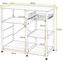 Estantería de Cocina con 3 Estantes y Cesta Metálica, Mesa Auxiliar de Cocina con Estanterías Soporte de Microondas con Ganchos, 90 x 40 x 83 cm - details 5