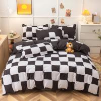 Juego de funda nórdica a cuadros negra y gris, ropa de cama Reversible con rejilla geométrica, funda de edredón suave para niños, adolescentes y adultos, decoración de dormitorio - details 24