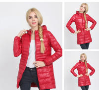 Chaqueta de Plumífero Cálido y Largo para Mujer con Capucha, Bolsa de Almacenamiento Portátil, Abrigo de Moda en Talla Grande - details 7