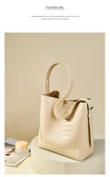 Bolso de hombro de cuero tejido a mano de gran capacidad a la moda bandolera bandolera bandolera para mujer - details 14