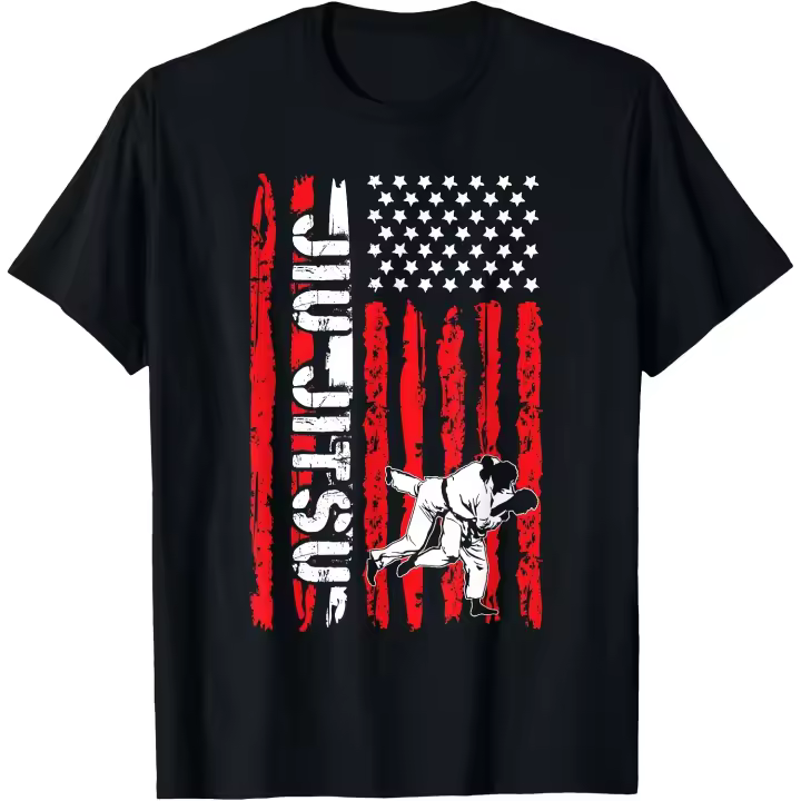 Camiseta brasileña Jiu Jitsu con bandera americana, deportes de EE. UU., regalo de Jiu Jitsu, camiseta para hombre - 1
