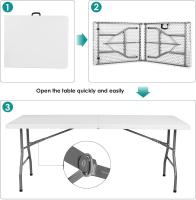 Mesa plegable portátil de 6 pies con asa, plegable en medio, para comedor, resistente, para interior y exterior, Picnic, fiesta de barbacoa - details 3