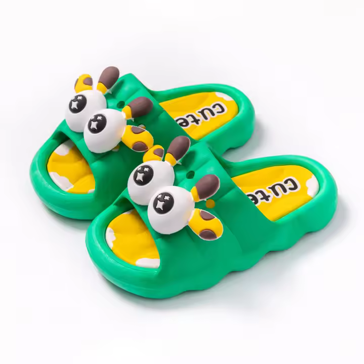 Zapatillas de Niños con Patrón de Ojos Grandes en 3D Antideslizantes, Abre Hermanos, Zapatos de Vacaciones al Aire Libre - 1