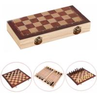 Juego de ajedrez plegable de madera Excitat 3 en 1 para niños y adultos 34x34cm - details 5