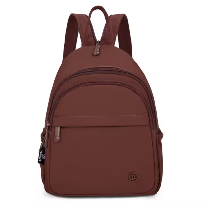 Mochila portátil de nailon para mujer, mochila informal ligera, impermeable, con múltiples bolsillos, con asa, Color sólido - 1