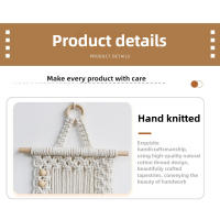 Colgante de Pared Boho con Macramé Tapiz Artesanal de Algodón Orgánico para Sala de Estar, Dormitorio y Exteriores - details 4
