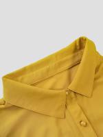 Blusa informal de talla grande para mujer, blusa de manga abombada de Color sólido, adecuada para oficina y exteriores, con un solo pecho, novedad de primavera y verano 2025 - details 8