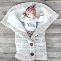 Saco de dormir de punto grueso para bebé, forro de Cachemira de imitación infantil, envoltura para recién nacido, manta para cochecito de niño - details 14