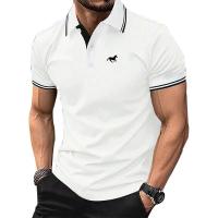 Ropa de hombre 100% poliéster, moda de verano de manga corta de secado rápido, polo ajustado de color sólido, camiseta estampada - details 3