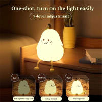 Night Lights for Kids Pear Shaped Cute Silicone Nightlight 7 Colors Dimmable Night Lamp USB Charging for Bedroom Bedside Room - details 7