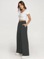 Pantalones de Moda para Mujer de Cintura Alta y Sólida Pantalones Anchos para Primavera Otoño - details 8