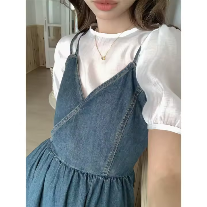 Vestidos de mujer, Vestido veraniego, blusa de verano, traje de 2 piezas sin mangas, Vintage, trajes de Vestido para niñas, Vestido femenino, se vende por separado - 1