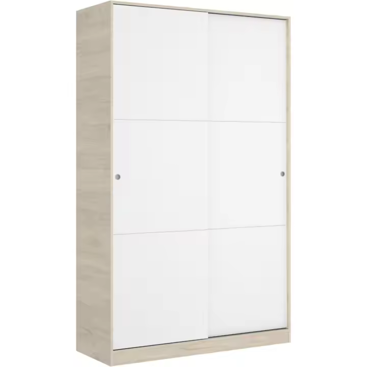 2 Puertas correderas, Natural Y Blanco Brillante, 120x204x50cm - 1