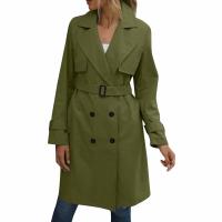 Abrigo de Trench de Moda Casual para Mujer con Cinturón Desmontable y Bolsillos Diseño de Cierre de Doble Botonadura Material Exterior de Poliéster Abrigo de Tren de Largo Medio para Otoño/Invierno - details 10