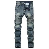 Nuevos pantalones vaqueros de motociclista Vintage de retazos para hombre, pantalones vaqueros de ciclismo elásticos rectos ajustados de Hip Hop, pantalones de calle de moda para hombre - details 0