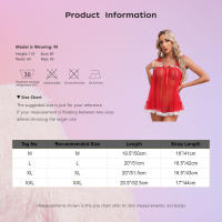 Picardías transparentes sexis para mujer, Top de malla transparente con tirantes y volantes, camisola con ribete de encaje y lazo, lencería, ropa de dormir tentadora para discoteca - details 0