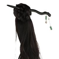 Nuevo estilo chino pinza de garra Peluca de cola de caballo horquilla de bambú peluca trenza larga y rizada cola de caballo Cheongsam sombreros peluca con cabeza de bola niñas - details 3