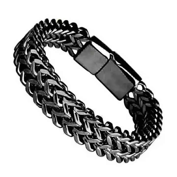 Pulsera para Hombre de Acero Inoxidable, Diseño Frontal y Trasero, Estilo Hip Hop Punk Premium, Cadena Cubana Moderna, Regalos para Hombre - 1
