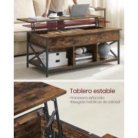 Mesa de Central con Tablero Elevable Estilo Rústico Marrón y Negro Ideal para Dormitorio con Espacio Abierto y Oculto Forma de X - details 27