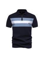 POLO de negocios de punto a rayas para hombre, camisetas casuales de manga corta de alta calidad, camisetas cruzadas - details 1