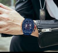 Reloj deportivo de lujo para hombre, reloj de pulsera analógico automático luminoso resistente al agua con cristal curvo de barril para exteriores y negocios - details 14