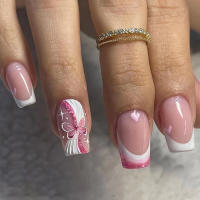 24pcs Uñas Postizas Cortas Estilo Francés Con Diseño De Leopardo Artículos De Uñas Acrílicas Removibles Impermeables Para Mujeres Y Profesionales - details 0