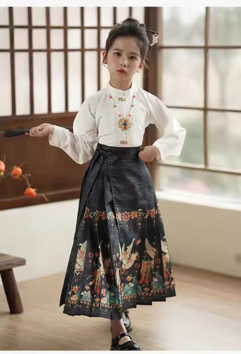 Falda Ma Mian Hanfu conjunto mejorado estilo chino antigua dinastía Ming disfraz Tang verano para niños - 1