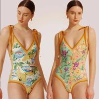 Traje de Baño Vintage con Estampado de Doble Cara para Mujer Traje de Playa Sexy de Una Pieza - details 3