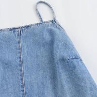 BUNO-moda para mujer, Mini monos con cremallera y espalda descubierta azul vaquero, monos Vintage con tirantes finos y cuello cuadrado, monos elegantes para mujer - details 3