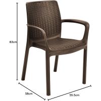 Interior y Exterior con reposabrazos Ideal para Jardines y terrazas, apilable, Resina con Acabado de ratán - details 3