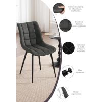 Sillas de Comedor de Diseño Moderno Estructura Metálica con Resalto Paquete de 2 Tela Antracita - details 2