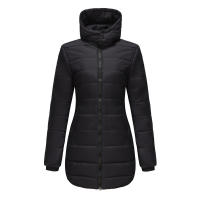 Chaqueta larga acolchada con capucha para mujer, abrigo ligero resistente al agua - details 4
