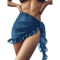 Traje de baño Coverups Mujeres Volantes Dobladillo Sarong Playa Bikini Wrap Sheer Falda Corta Bufanda de Gasa para Traje de Baño - details 6