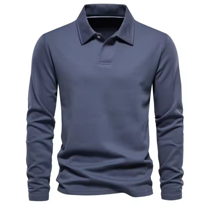polos hombre manga larga ropa hombre día del padre Nuevo bordado Polo de manga larga para hombres Cuello vuelto Hombres Casual Negocios sociales Polos Camisa de golf de lujo Hombre - 1