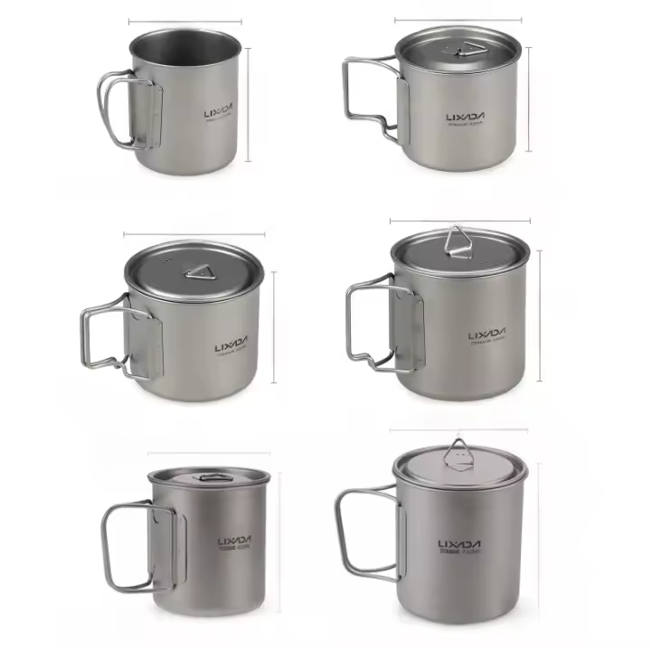 Utensilios de Cocina de Titanio Lixada-Ultraligeros para Acampar Utensilios de Senderismo de 300ml a 750ml - 1