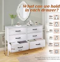 Cómoda con 6 cajones de tela, cómoda de dormitorio blanca, mueble de almacenamiento, muebles de dormitorio, cómoda para cocina, oficina, pasillo, mueble de TV con cajones - details 21
