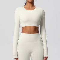 Traje de Yoga de manga larga ajustado con almohadilla para el pecho, Top corto deportivo de manga larga para mujer, Pilates, correr - details 6