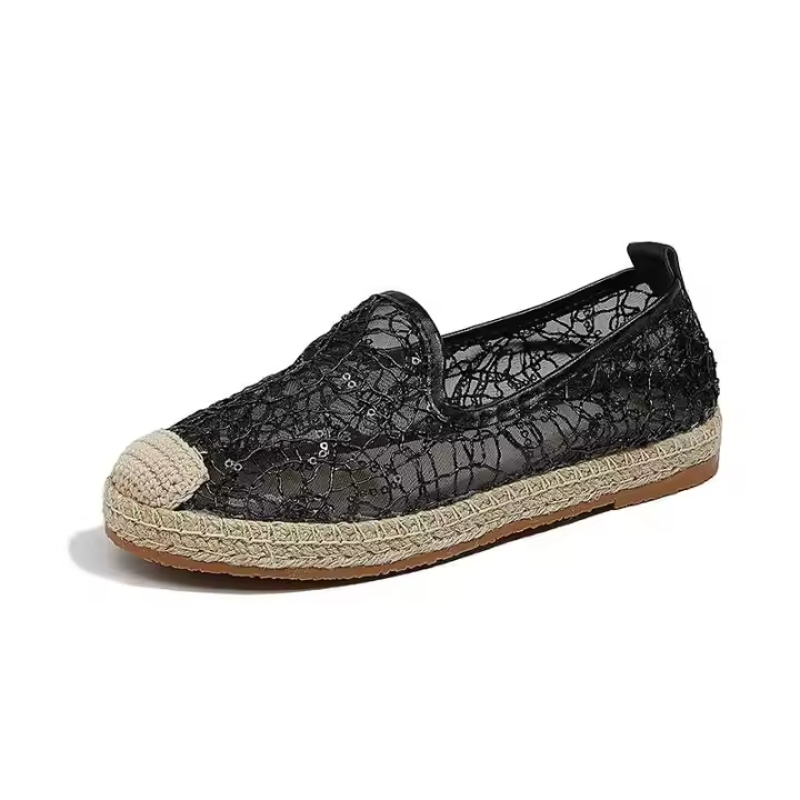 Nuevos zapatos planos de alta calidad, tela tejida de seda dorada para mujer, zapatillas de lona de verano, marca famosa - 1